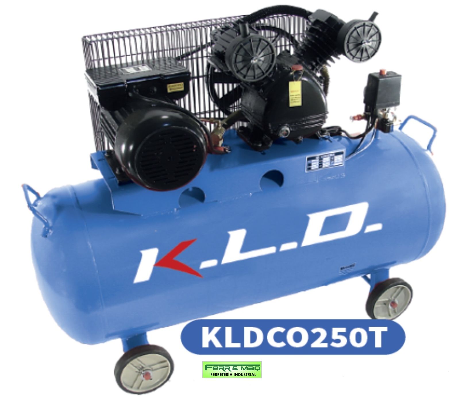 Compresor Bicilíndrico Trifásico 250 Lts. - 5,5 HP Mando a Correa KLD