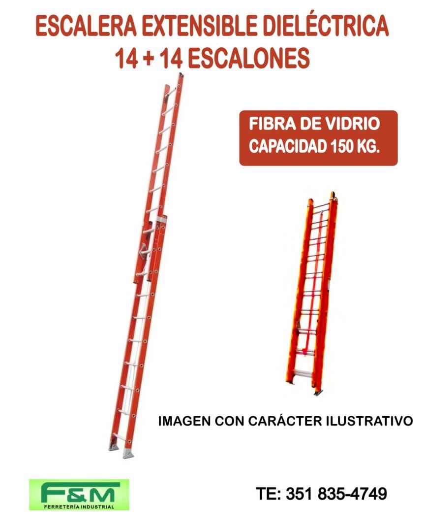 Escalera Dieléctrica KLD Extensible 28 Escalones