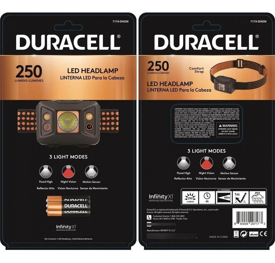 Linterna de Cabeza/Minero DURACELL 250 Lumens Activada por Movimiento - Imagen 4
