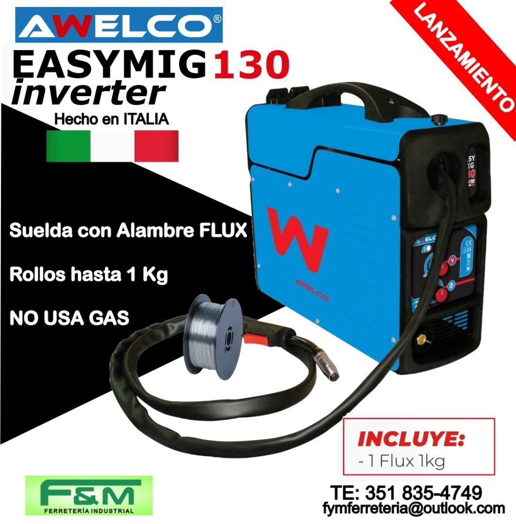 Soldadora INVERTER MIG Flux AWELCO 100 Amp - Italiana - Imagen 2