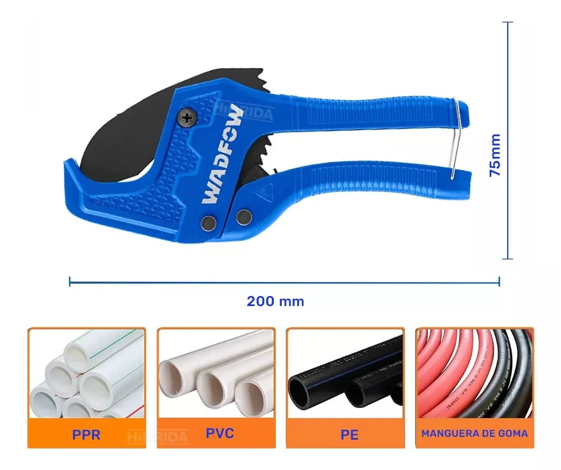 Tijera Corta Caño PVC PP PU PE Tuberías WADFOW - Imagen 3