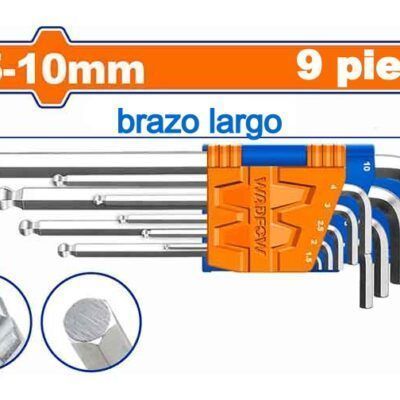 Juego de Llaves Hexagonales Punta Bola WADFOW - 9 Pzs