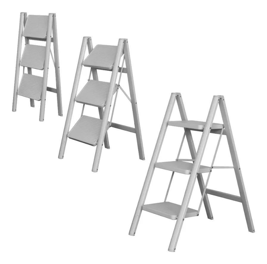 Escalera de Acero 3 Escalones KLD1759 Color Blanco - Imagen 2