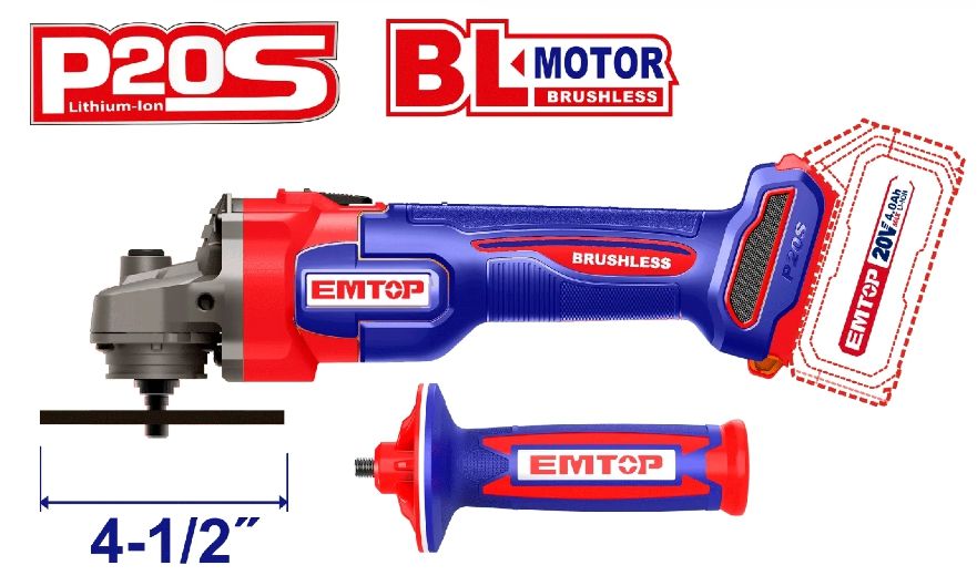 Combo EMTOP Amoladora Inalámbrica + Taladro Inalámbrico 20V Brushless - Imagen 4