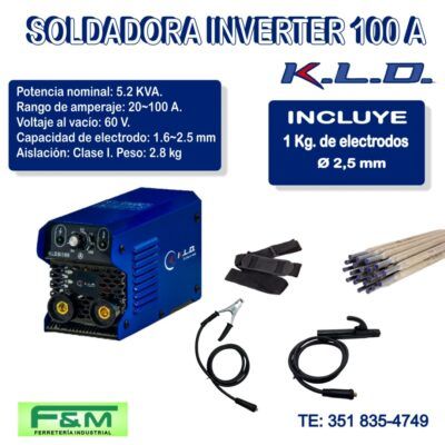 Soldadora Inverter MMA  KLD 100 Amp + Electrodo