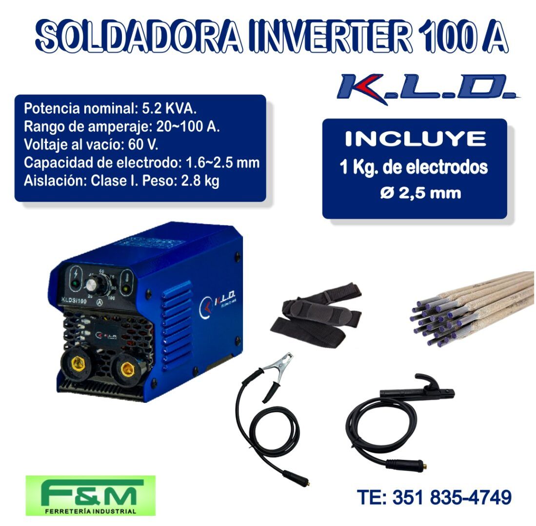 Soldadora Inverter MMA KLD 100 Amp + Electrodo