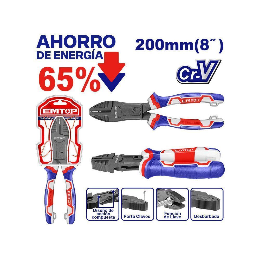 Pinza Universal Combinada EMTOP 200 mm - 65% Ahorro de Energía