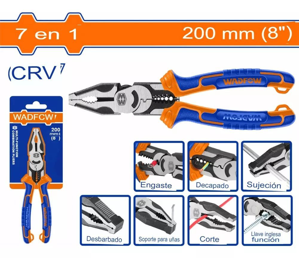 Alicate Combinado Multifunción 8" WADFOW 7 en 1