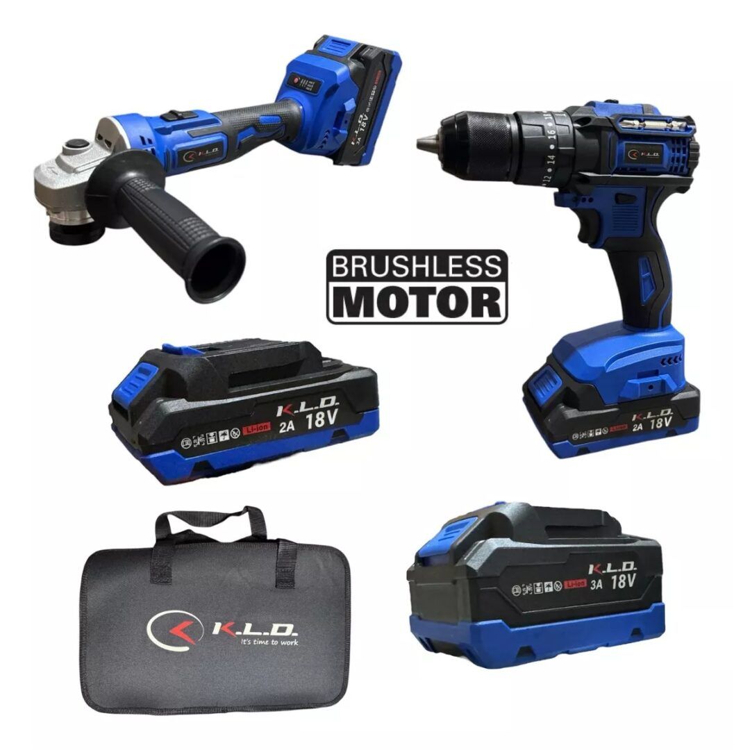 Combo Amoladora + Taladro Brushless KLD + 2 Baterías 18 V