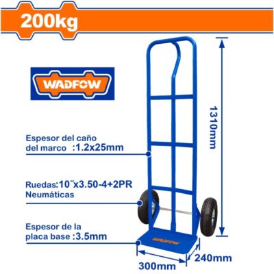 Carro de Carga 200 kg WADFOW Ruedas Neumáticas