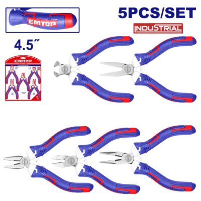 Juego de 5 Mini Pinzas / Alicates 4.5" EMTOP