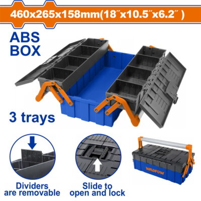 Caja para Herramientas Plástica WADFOW 3 Bandejas Asa de Acero