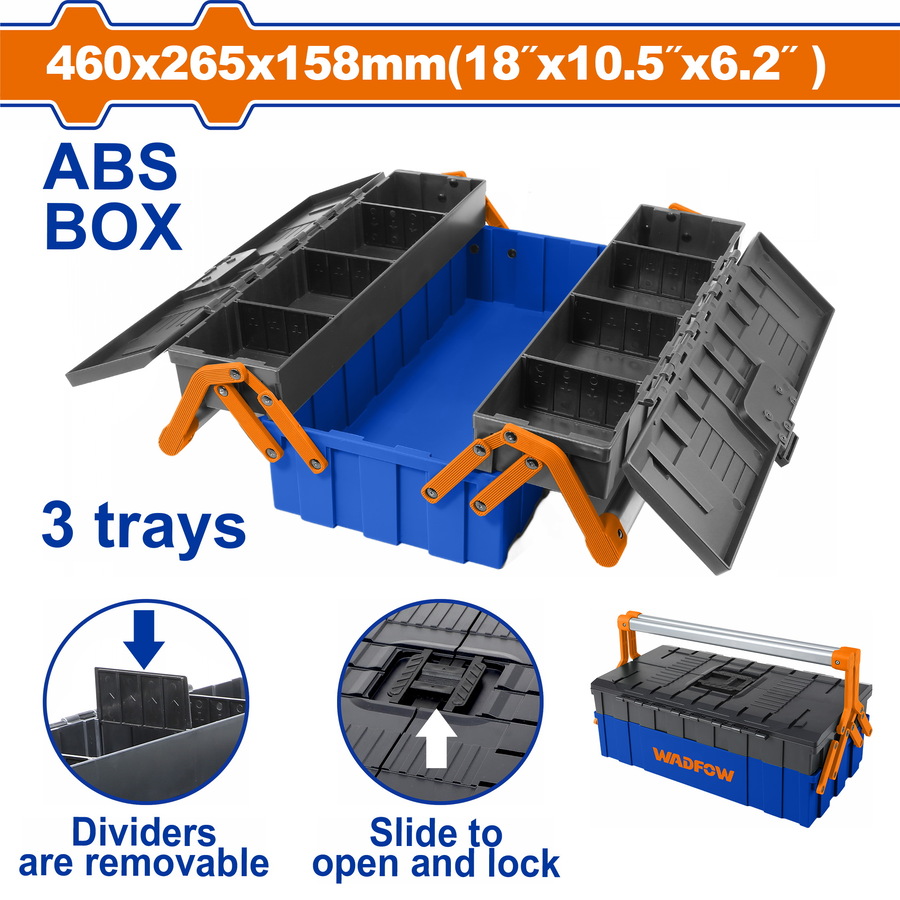 Caja para Herramientas Plástica WADFOW 3 Bandejas Asa de Acero