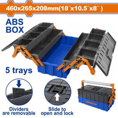 Caja para Herramientas Plástica WADFOW 5 Bandejas Asa de Acero