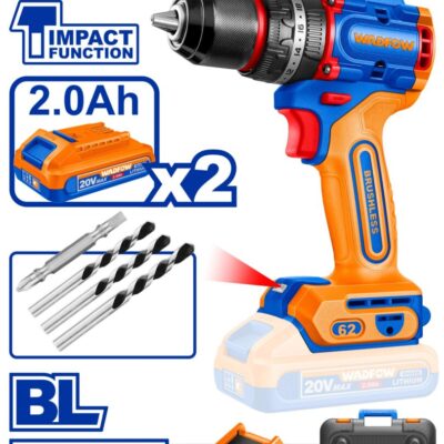 Taladro de Impacto 20 V WADFOW - Motor sin Carbones
