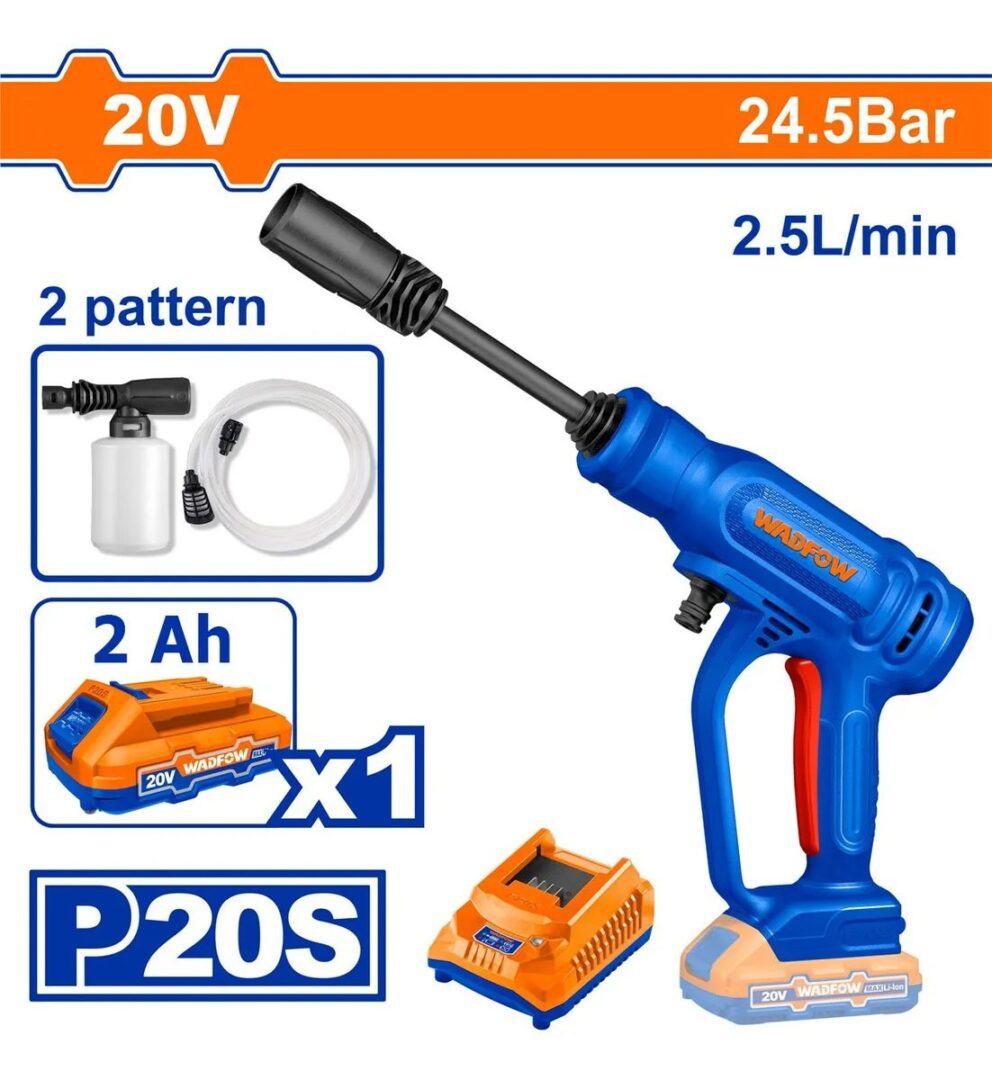 Hidrolavadora Inalámbrica WADFOW 20V 24.5 Bar