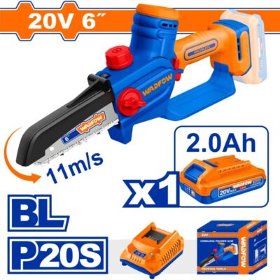 Mini Motosierra Inalámbrica 20V autolubricada WADFOW 6" Brushless