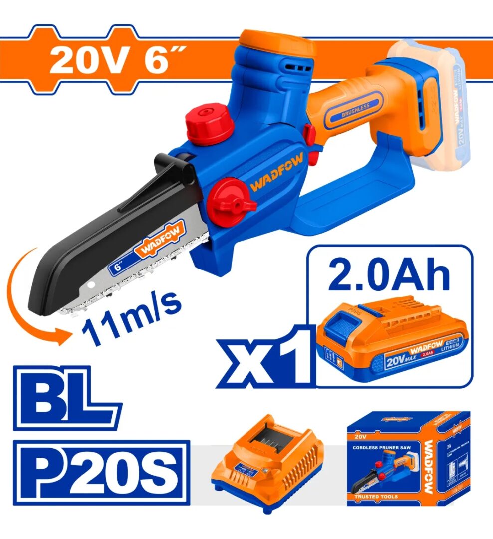 Mini Motosierra Inalámbrica 20V autolubricada WADFOW 6" Brushless