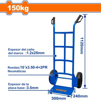 Carro de Transporte y Carga 150 kg WADFOW Ruedas Neumáticas