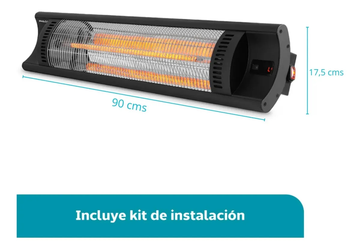 Calefactor Infrarrojo De Pared PHILCO 2000 W - Imagen 2