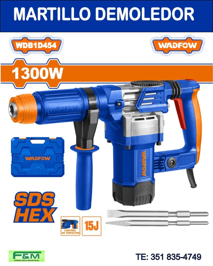 Martillo Demoledor WADFOW 1300 W