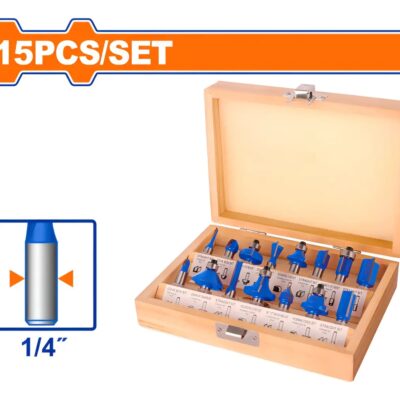 Set Juego 15 Fresas para Router WADFOW Vástago 6 mm.